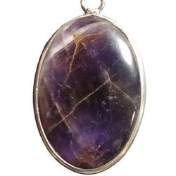 925 Genuine Amethyst Lace 2 Inch Pendant Fine Solid Stamped Sterling Silver 