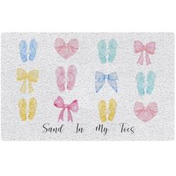 Summer Flip Flop Door Mat, Coquette Pastel Bow Preppy Beach Coastal Welcome Mats Doormat for Front Door Porch Indoor Outside Entrance, 18x30 Inch