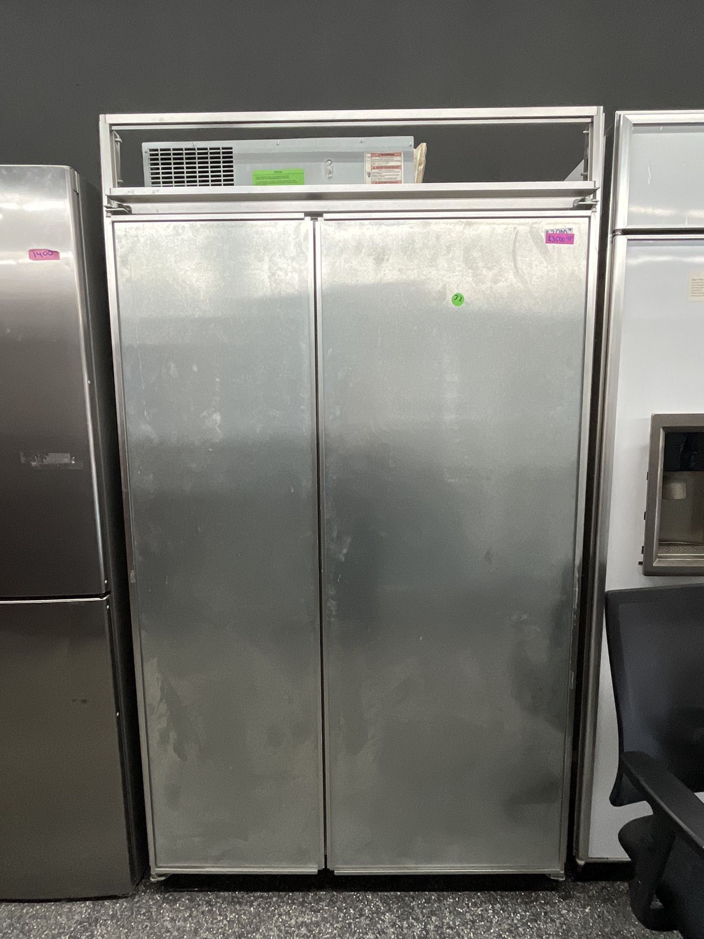 Built In Kitchen Aid Panel Ready 48” Side By Side Refrigerator Used