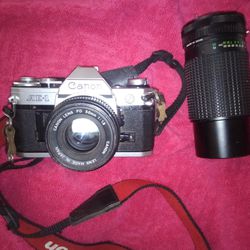 Vintage Canon AE-1 35mm With 50mm Lens With Additional Lens  80-200 mm