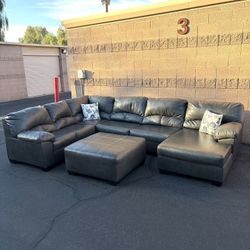 Leather Sectional Couch With Ottoman