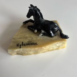 Irish Black Horse Figurine on Connemara Marble Base