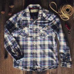 Men’s 21 Cowboy Cut Plaid Western Style Shirt 