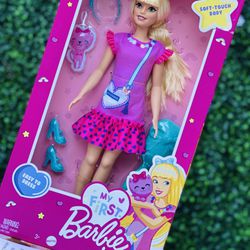 Barbie My First Barbie Preschool Doll, "Malibu" with 13.5-Inch Soft Posable Body
