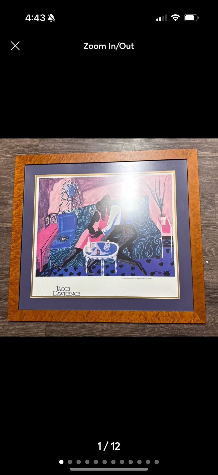 Burl wood framed The Lovers 1946 painting by Jacob Lawrence wall art