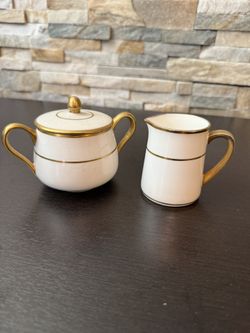 Vintage Gold Trim Creamer and Sugar From England 