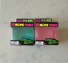 NeeDoh Nice Cube - Lot of 2 Blue and Pink 2.25”