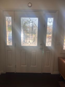 Decorative Leaded Glass Door Inserts with Matching Sidelights - $125