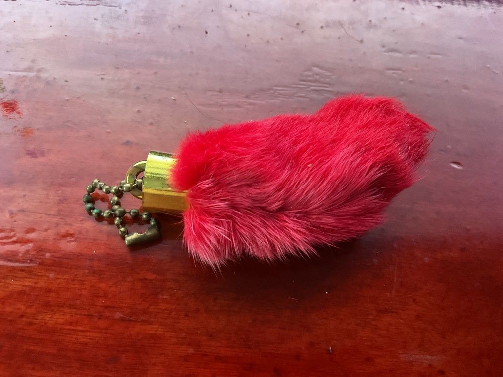 Rabbits Foot keychain Red