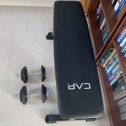 Weight Bench And Two Dumbbells 