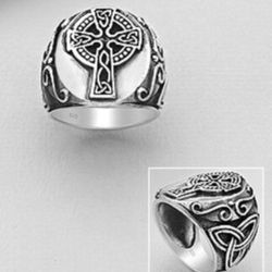 925 Sterling Silver Oxidized Celtic Cross Ring NEW SIZES 10 & 11 Available