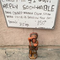 Indian Statue Hand Carved Wooded 