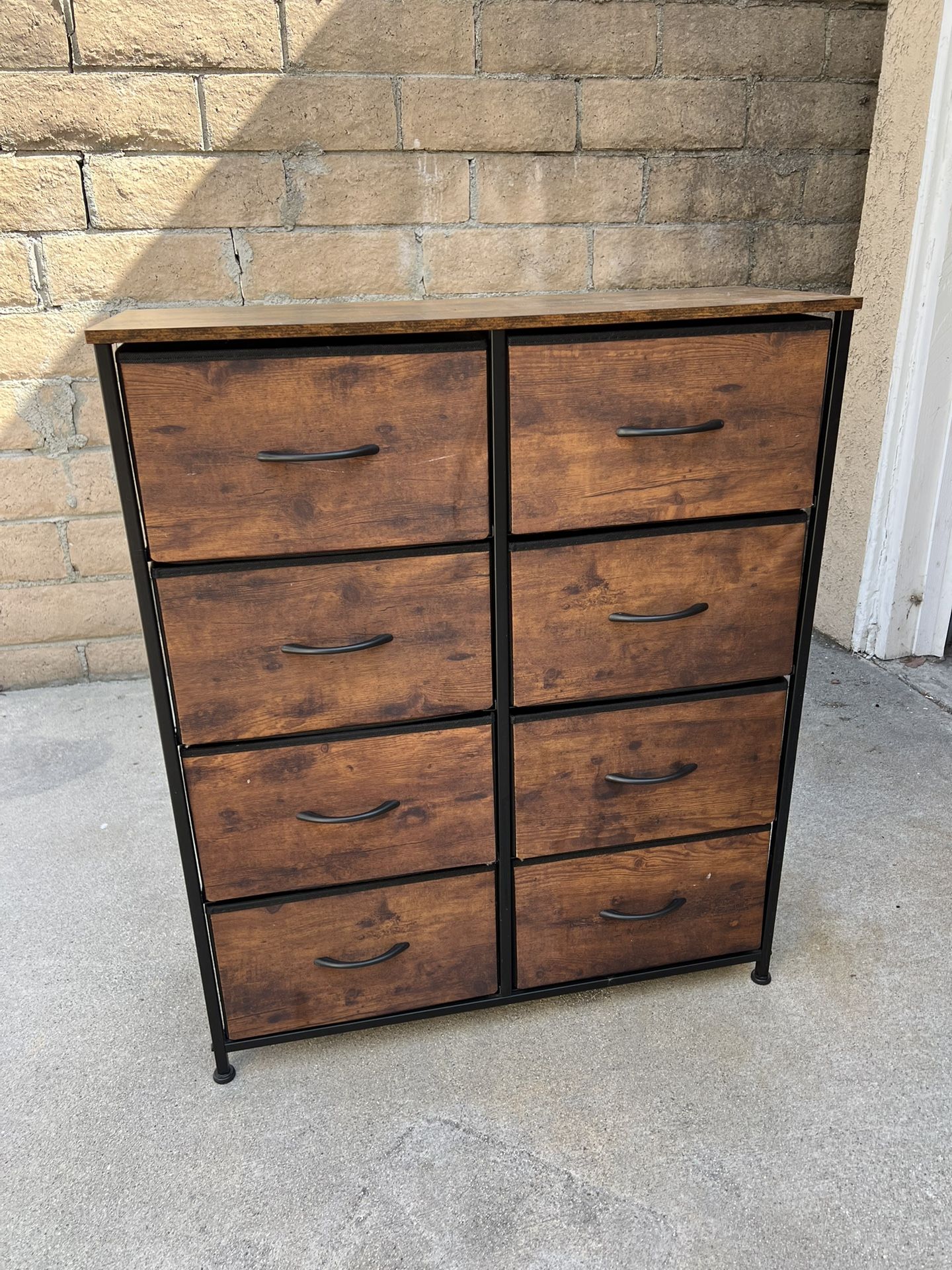8-Drawer Dresser / Storage Organizer - Rustic Brown Fabric Drawers & Wood Top