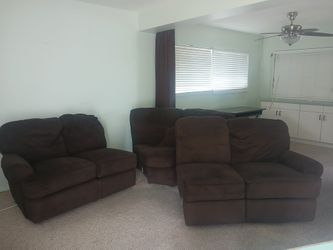 Couch, Brown, 3 Piece, Fabric