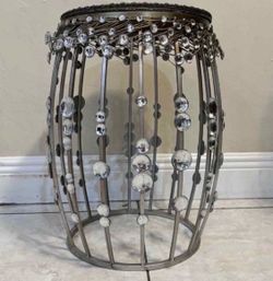 Antique Glass Top End Table 19”H