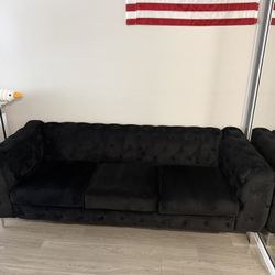 Soft Black Corduroy Sofa