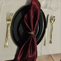 Qty 50 Burgundy Satin Table Napkins 