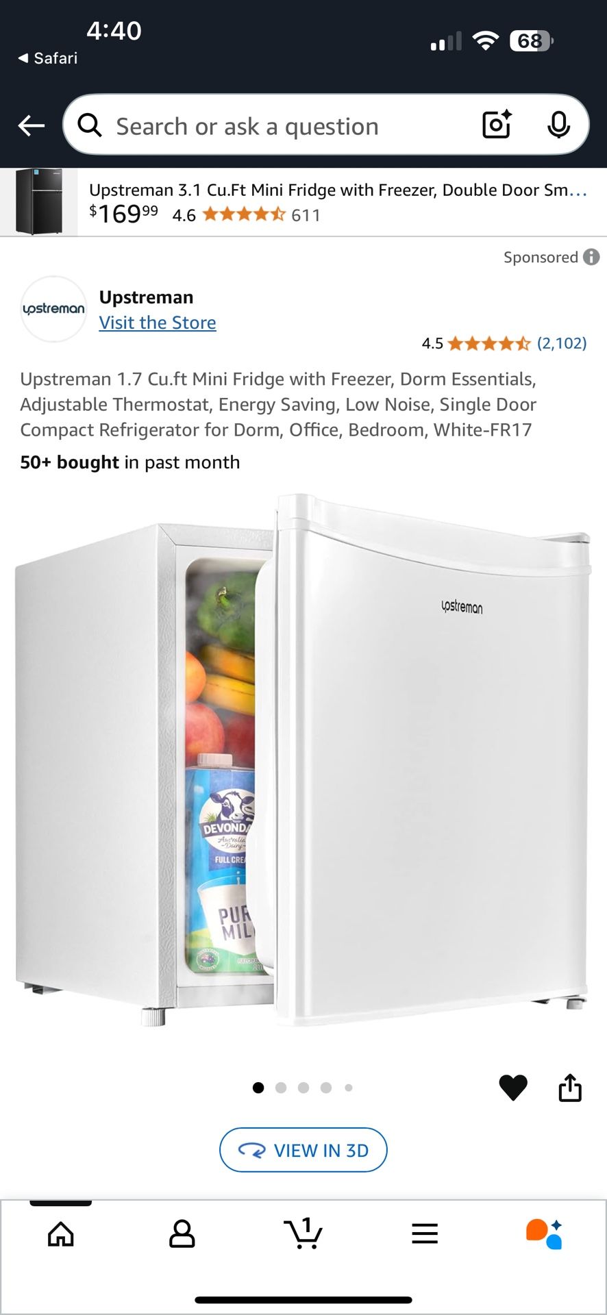 Upstream Mini White Fridge