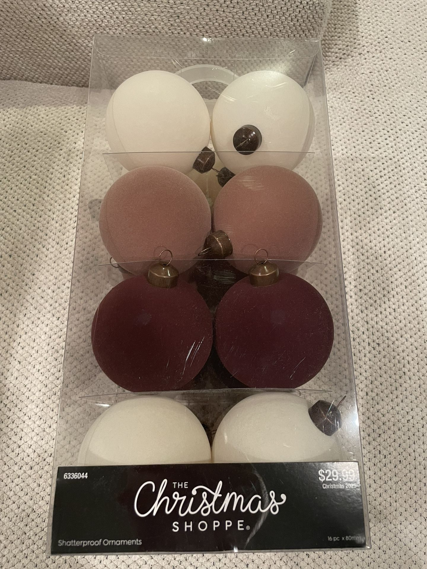 Hobby Lobby Viral Flocked Neutral Christmas Ornaments