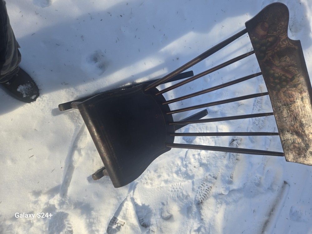 19 Century Paintied Dark Oak Rocking Chair
