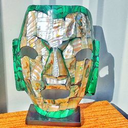 Abalone & MALACHITE  Mexican Folk art Mask 