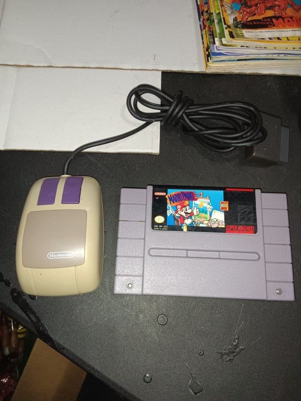Vintage Nintendo Mario Paint SNES Game Original Mouse Japan Super Nintendo Tested