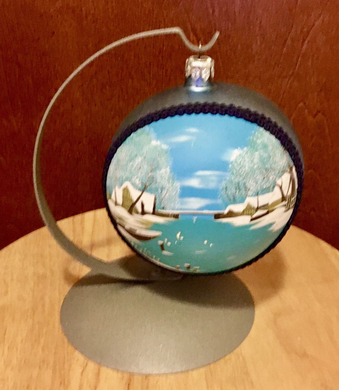 Beautiful Hand Painted Glass Christmas Ornament Ball, Made in Poland, NEW