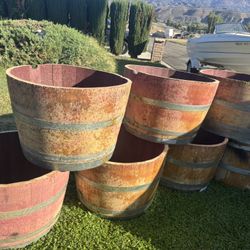 Oak Barrel Planters 