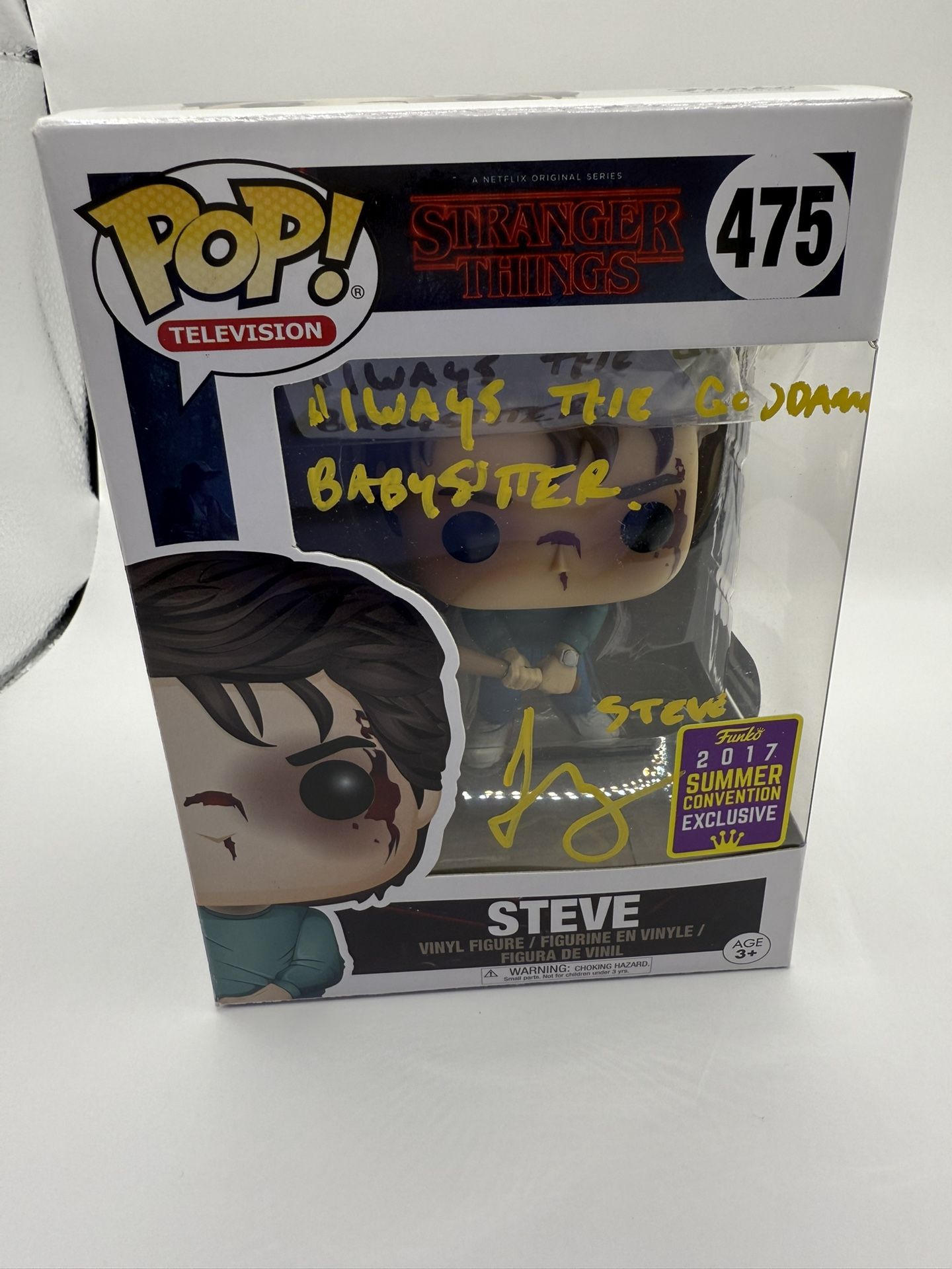 Joe Keery SIGNED Stranger Things Steve Harrington FUNKO POP #475 w/case