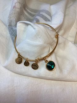 Alex Ani  Emerald Green May Birthstone Expandible Bangle Bracelet