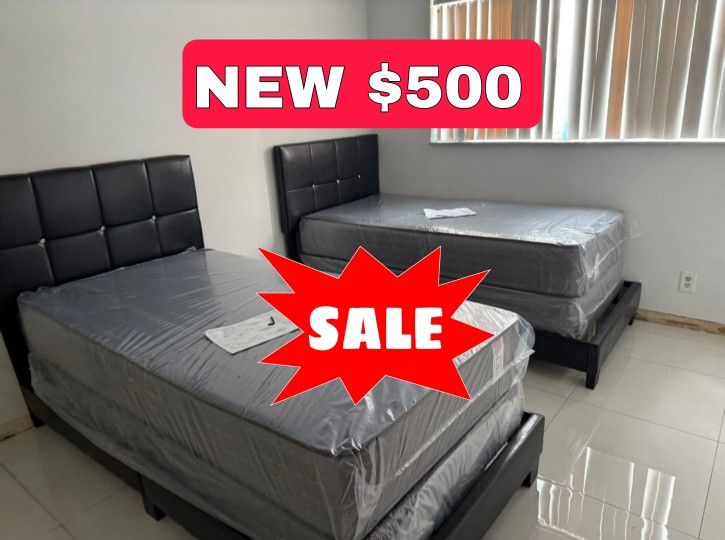 2 TWIN SIZE BED SETS - NEW INNERSPRING MATTRESS + BOX SPRING + FRAME // Camas TWIN BED 