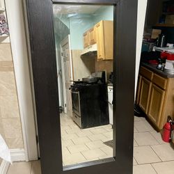 Large Modern Dark Wood Framed Wall Mirror
