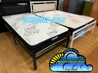 Twin Complete Bed Set Metal Frame And Deluxe Mattress Cama Individual Con Colchon