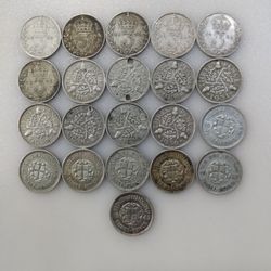 Group of 21 British 50% Silver 3 Pence Coins