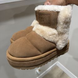 UGG CLASSIC CHILLAPEAK CHESTNUT LEATHER SHEEPSKIN WOMEN'S BOOTS