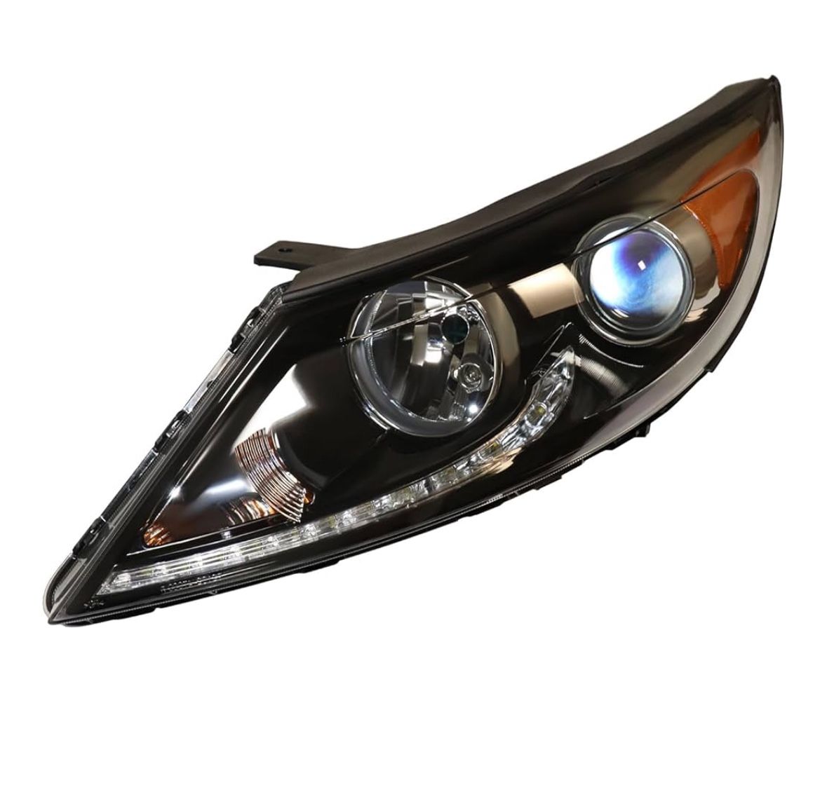 For 2013 2014 2015 2016 for Kia Sportage 110V Halogen w/ LED DRL Headlight, Front Driver Headlamp Left Side Head Light, Chrome Housing Clear Lens Head