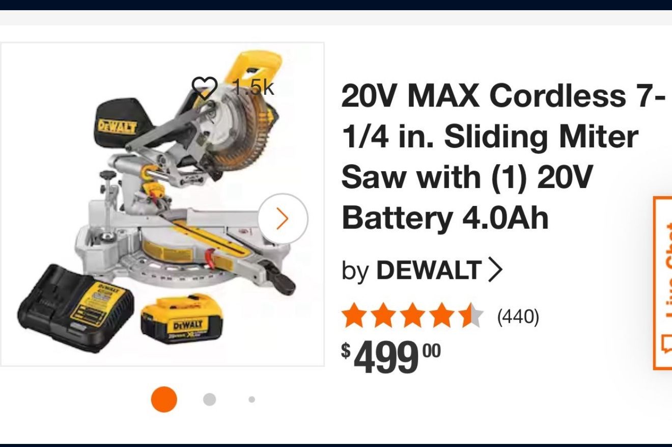 20V MAX Cordless 7- 1/4 in. Sliding Miter Saw with (1) 2OV Battery 4.0Ah