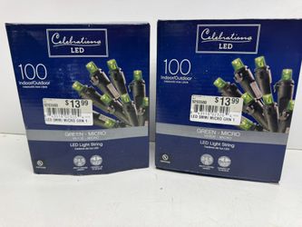 (2)New Celebrations LED Green Micro String Lights Green. $10 Takes Both. Must Pickup