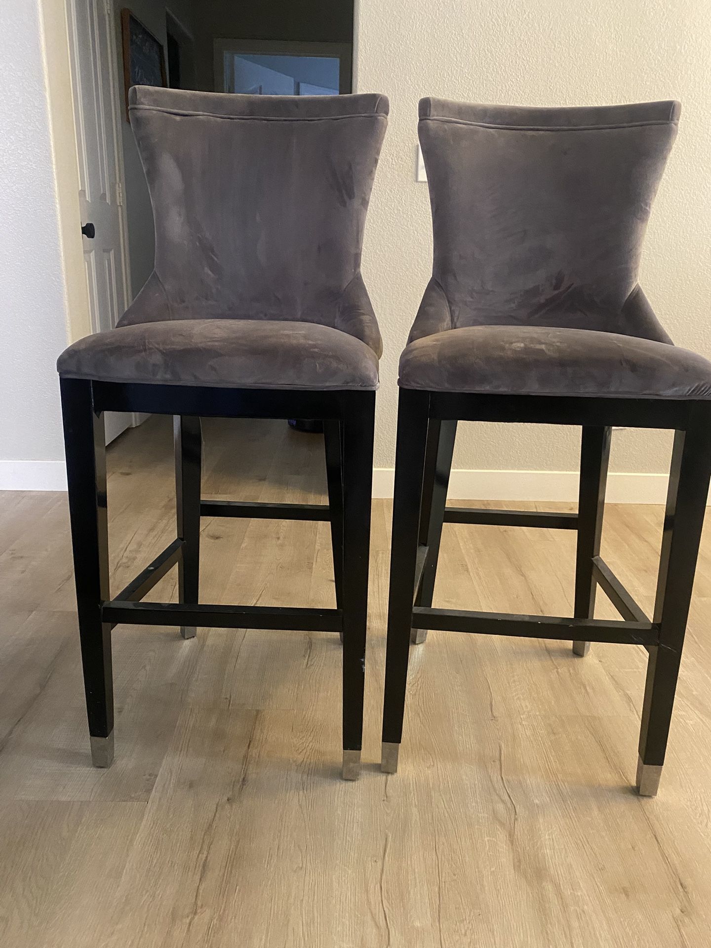 Gray Velvet Counter Stools