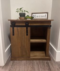 Modern Farmhouse Sliding Door Nightstand / Table
