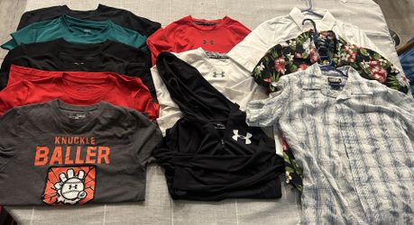 Lot Of 12 Boys Youth Medium Tops, Under Armour, Tony Hawk, Levi, Nike