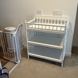 Baby Changing Table Diaper Trashcan And Kids Gate Bundle 