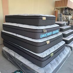 Twin White Bamboo Pillowtop Mattress And box Spring Bed Set 