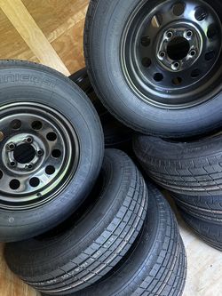 Fresh 205/75R15 Trailer Tires on 5-Lug Steel Wheels
