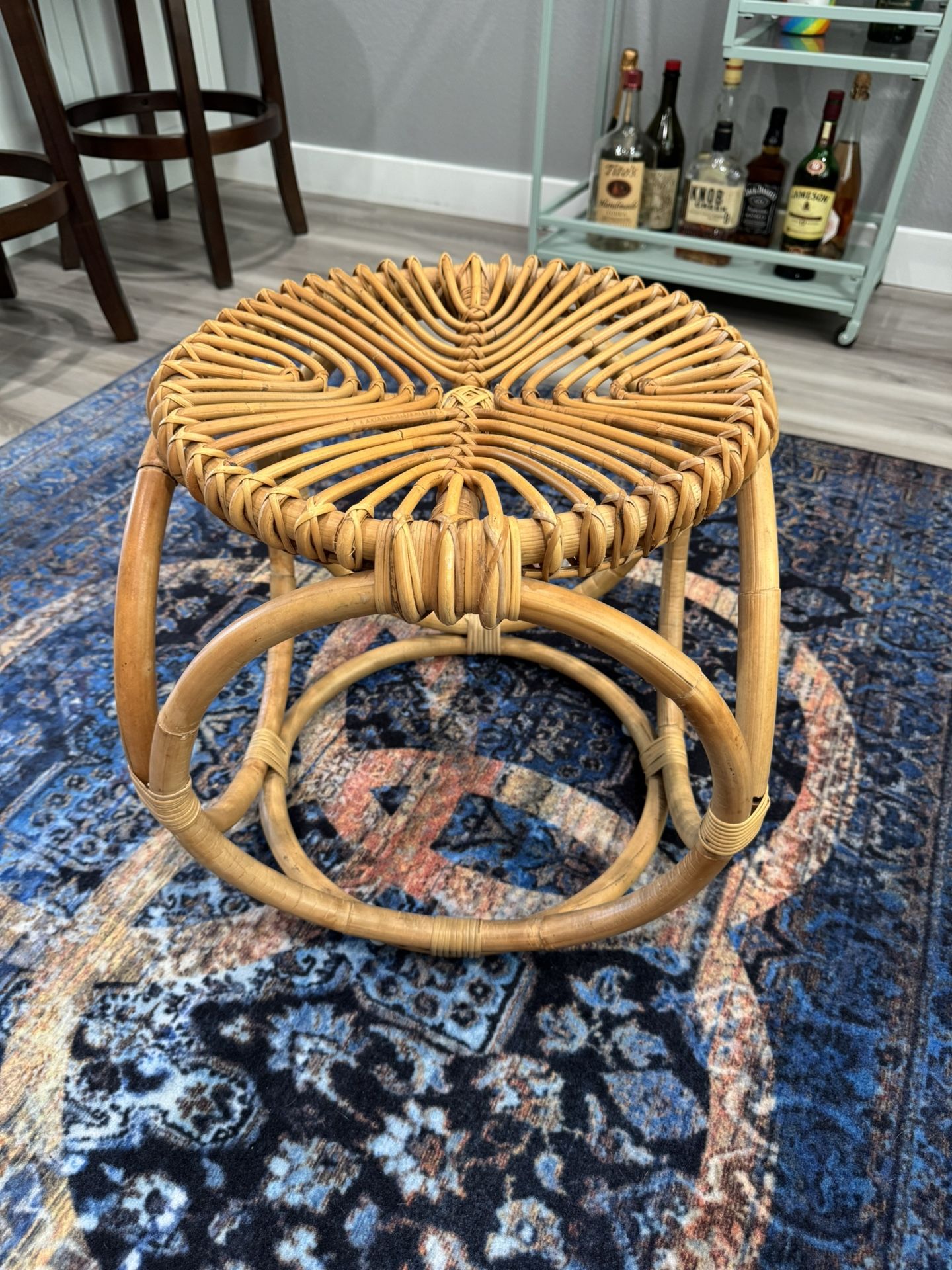 Bamboo Rattan Stool/Ottoman