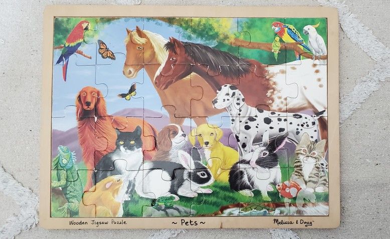 Melissa &Doug Wooden Jigsaw Puzzle Pets Theme