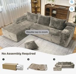 Modular sofas for living room, 104-inch corduroy modular sofa with L-shaped chaise lounge, modern modular sofa, deep seat comfort, no assembly require