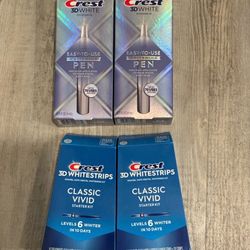 Crest 3D White Whitening Pens & Classic Vivid Whitestrips - Lot of 4