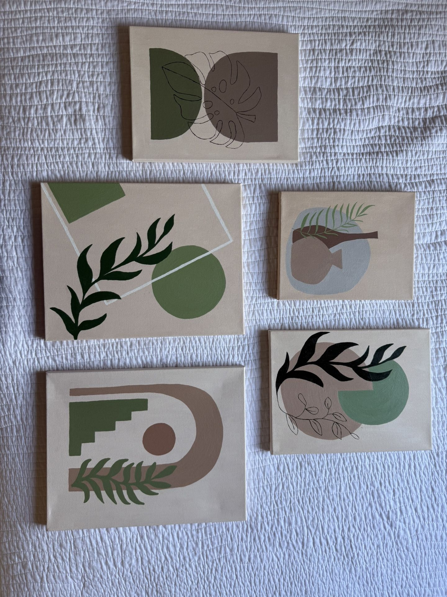 Boho art 5 piece hand painted