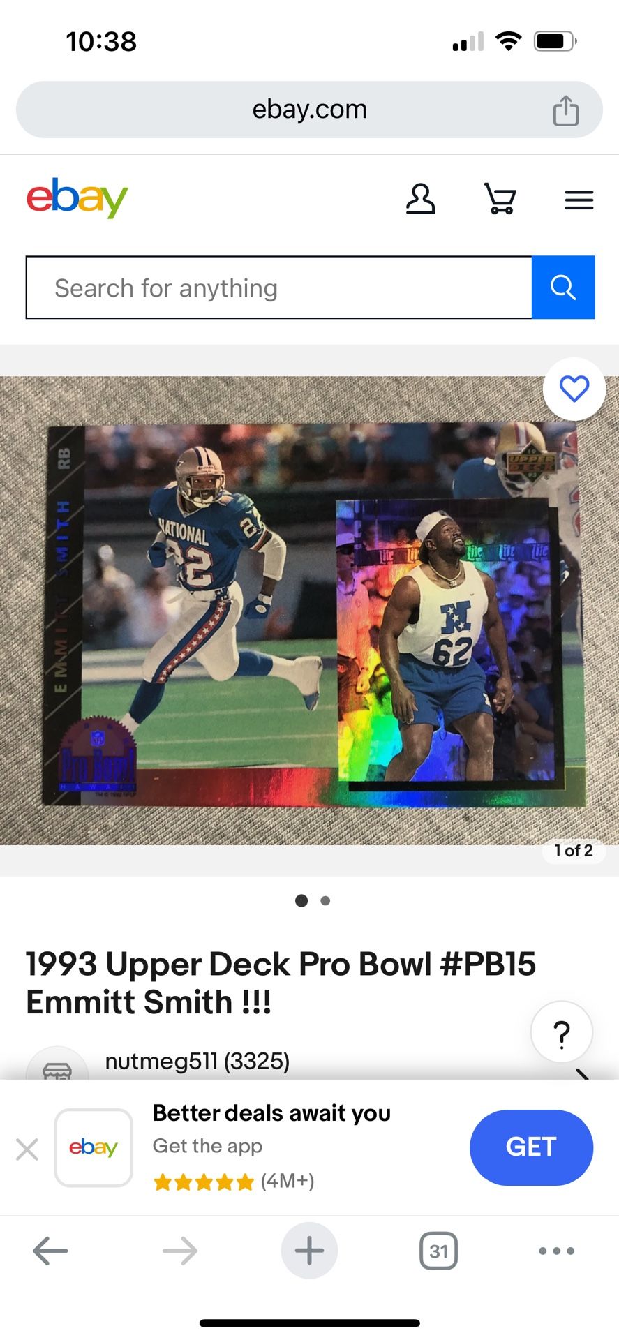 1993 Upper Deck Pro Bowl #PB15 Emmitt Smith !!!